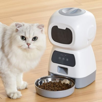 Distributore Automatico di Cibo per Cani e Gatti da 3,5L, Dispenser Intelligente Wi-Fi con Timer, Ciotola in Acciaio Inox, Alimentatore Automatico per Animali Domestici