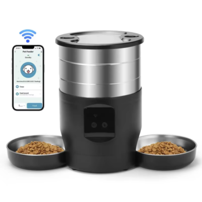 4.5L Smart Automatic Pet Feeder with Bowl, Voice Recording, Timed Quantitative Feeding & USB Power for Cats Dogs