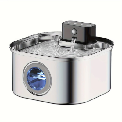 3.2L Stainless Steel Cat Water Fountain - Battery Operated Wireless Automatic Dog & Cat Dispenser with Motion Sensor