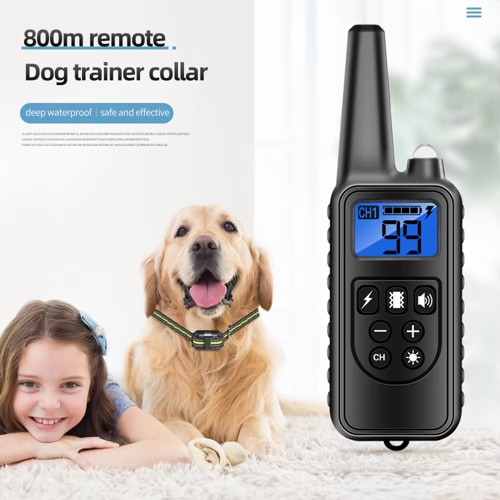 Waterproof dog shock collar with 800m range for behavior