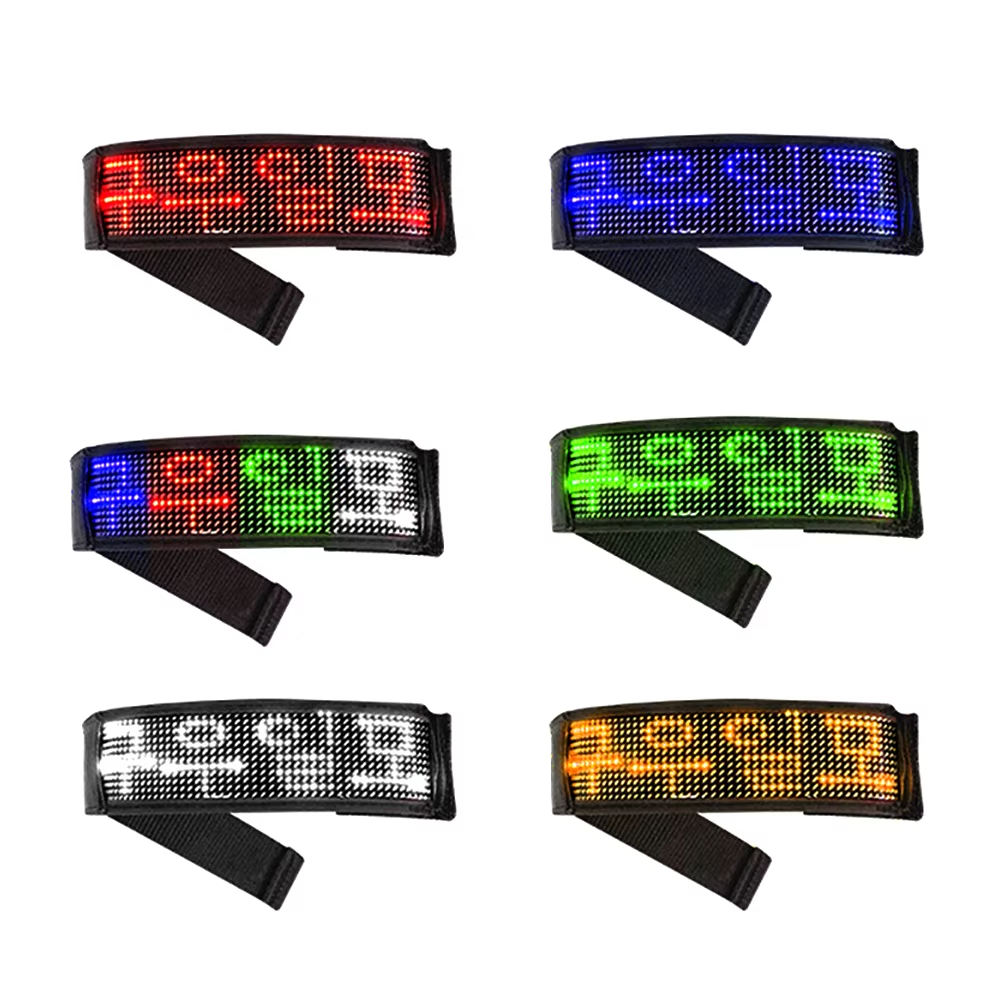 Six color display options for programmable smart LED dog collar with light up matrix screen