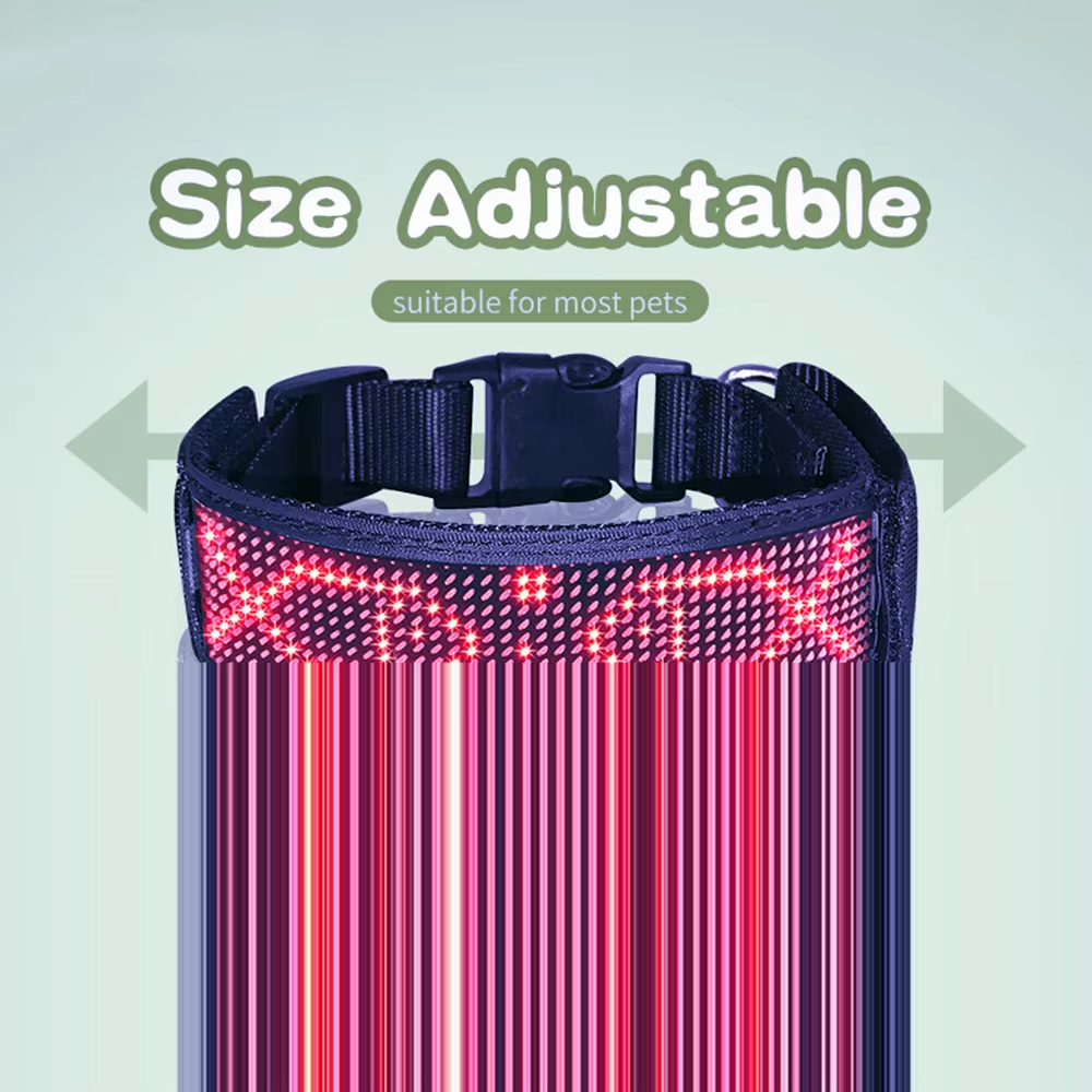Size adjustable smart LED dog collar suitable for most pets