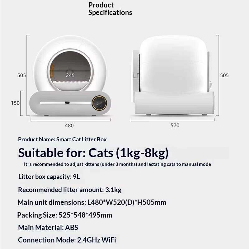Premium white automatic cat litter box self cleaning smart cat toilet with app control